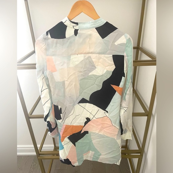 Reiss Rosa Abstract Blue Long sleeved Mini Dress - Picture 6 of 9